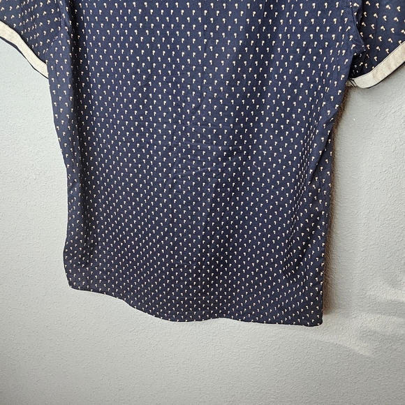 Craft Flow Mens XL Short Sleeve Button Shirt Navy Beige Palm Tree Resort Wear - Picture 13 of 15